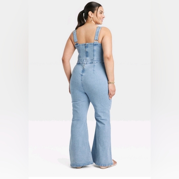 Women's Denim Jumpsuit - Ava & Viv Light Wash 16 - Picture 2 of 4